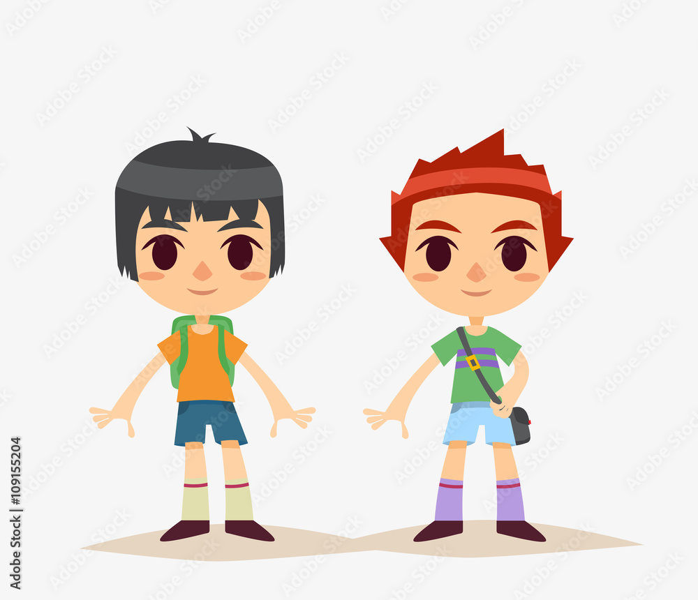 Cute Cartoon kids isolated. Boy. Vector illustration.