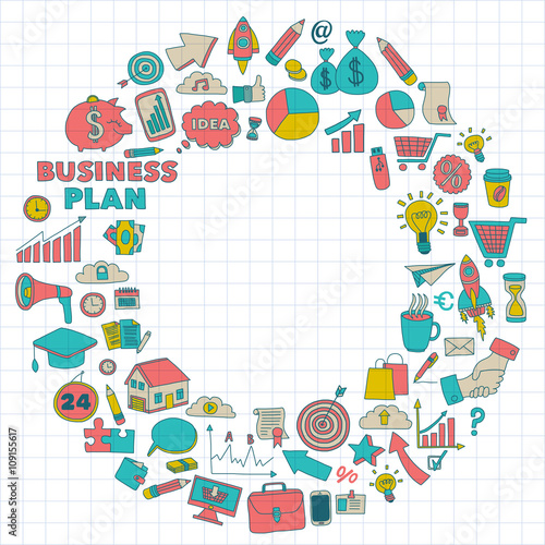 Vector set of doodle business icons