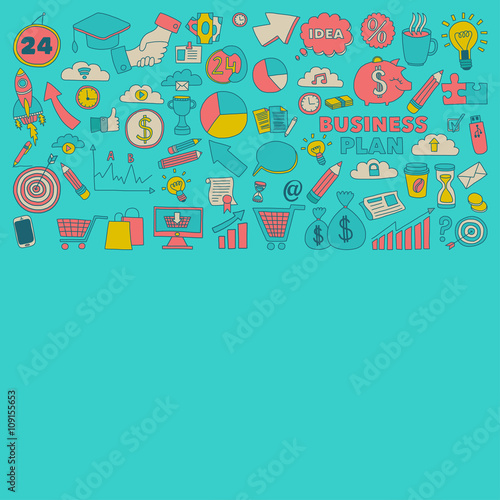 Vector set of doodle business icons