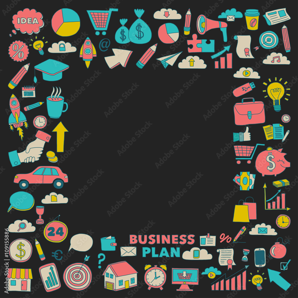 Naklejka premium Vector set of doodle business icons