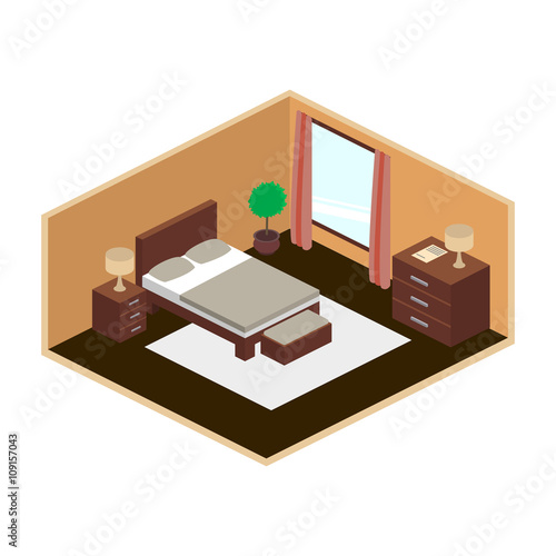 Modern bedroom isometry vector
