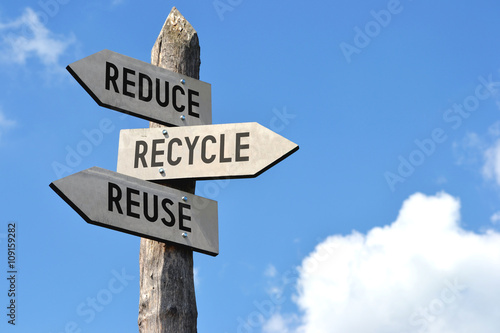 Reduce, recycle, reuse signpost photo