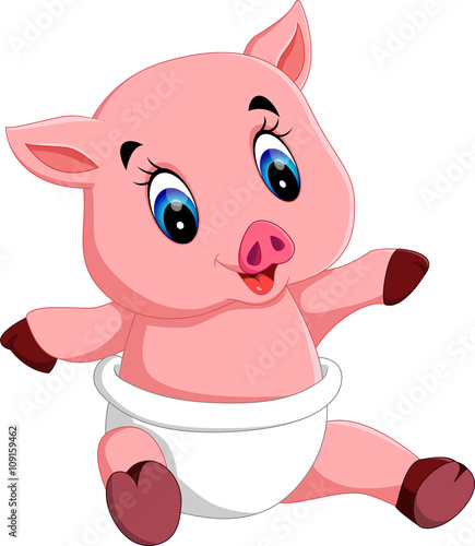 illustration of Cute baby pig cartoon