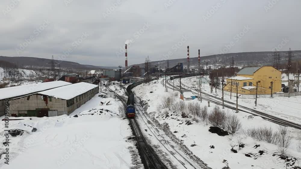 Freight train carries coal to the plant for the production of coke Freight train carries coal to the plant for the production of coke