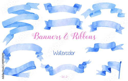 Watercolor ribbons and banners.