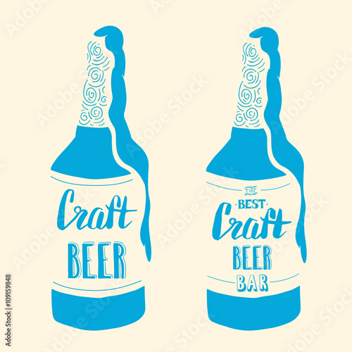 Vintage craft beer brewery design. Vector typography illustration