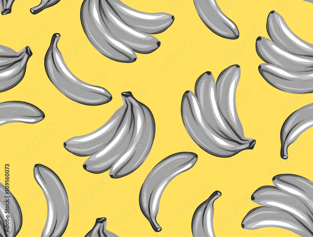 Obraz premium Seamless pattern with bananas. Tropical abstract background in retro style. Easy to use for backdrop, textile, wrapping paper, wall posters