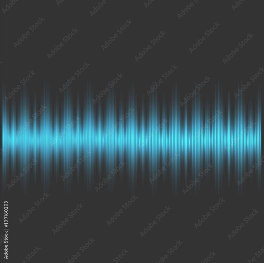Colorful sound wave on a dark background. Vector illustration.