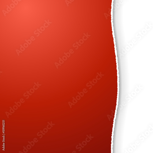 Red title page with torn edge vector template.