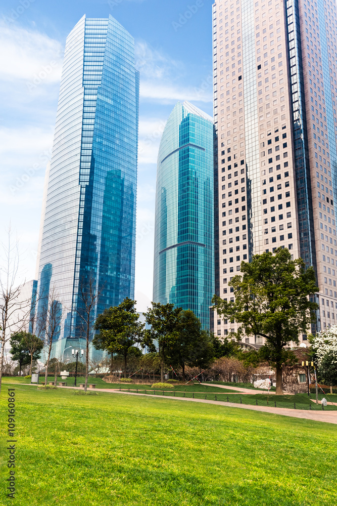 cityscape under the blue sky,shanghai china.