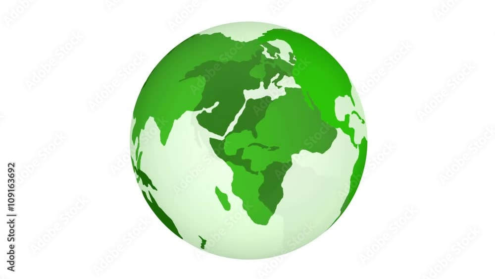 Green Planet Earth spinning isolated on white background. Green Planet Earth spinning isolated on white background.