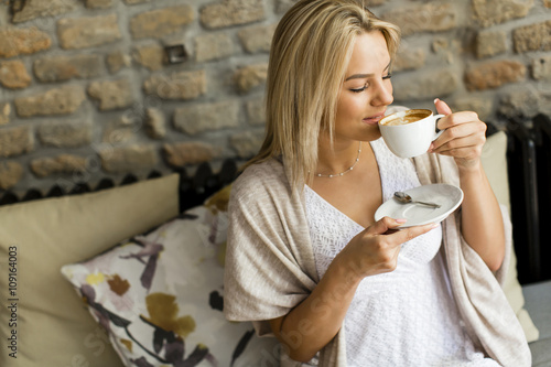 Woman drinking coffee