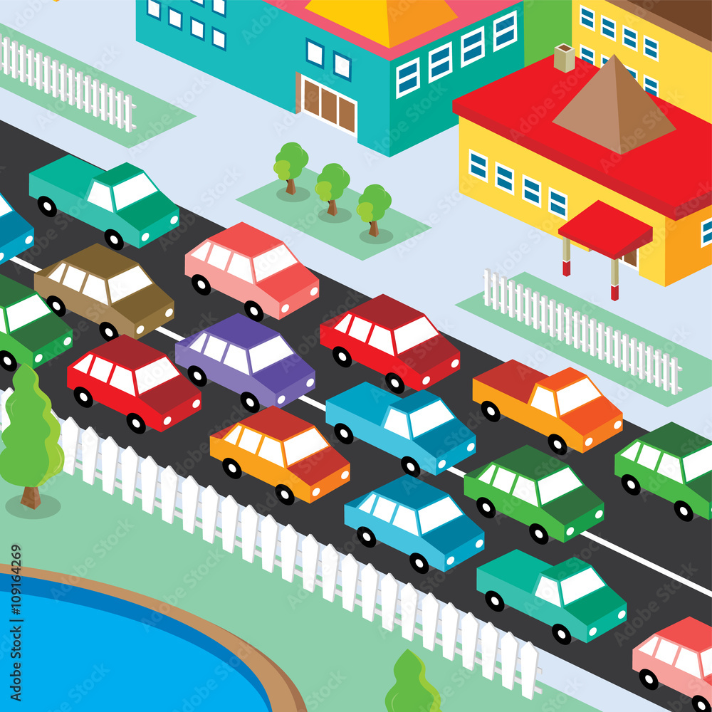 Fototapeta premium isometric residential view cartoon theme