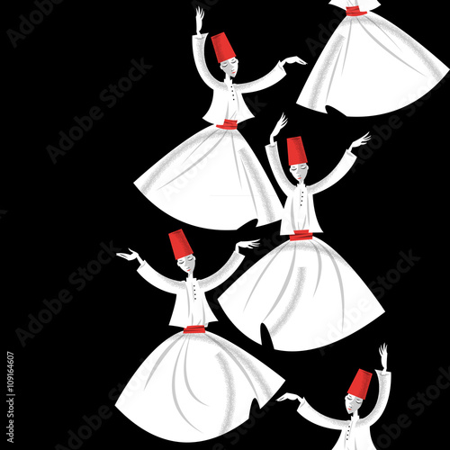 Whirling Dervishes. Seamless background pattern.