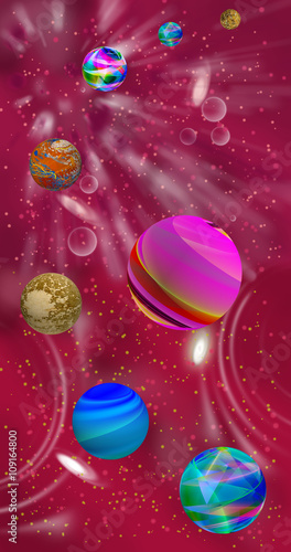 Fototapeta Naklejka Na Ścianę i Meble -  Illustration of planets in outer space close-up