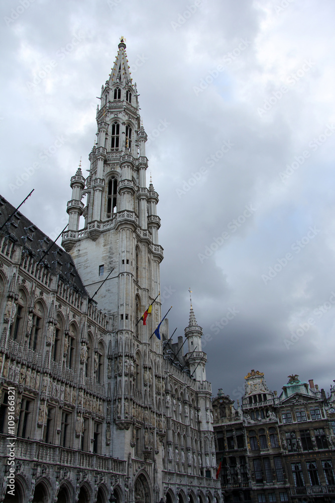 the Flamboyant Town Hall on the Grand Place in Brussels