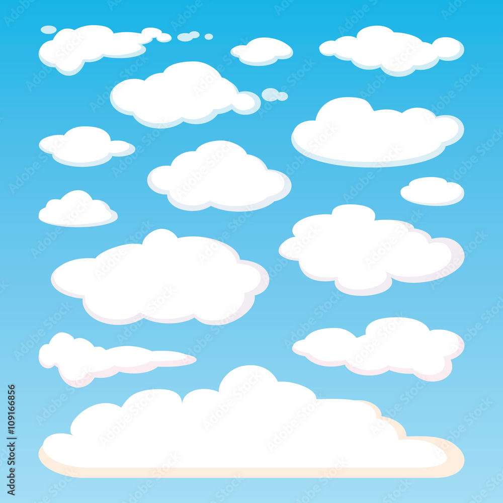 Pattern of white clouds isolated on blue sky background