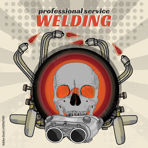 Professional welding skull sticker welder pop art