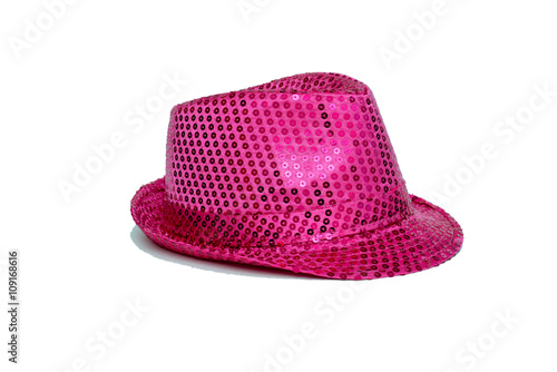 pink hat for parties on an isolated background photo