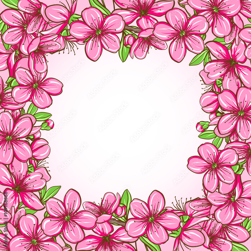 Fototapeta premium Peach blossom frame