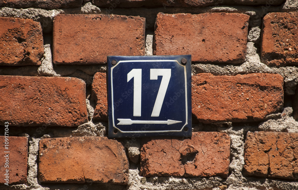 Weathered enameled plate number 17 Weathered enameled plate number 17
