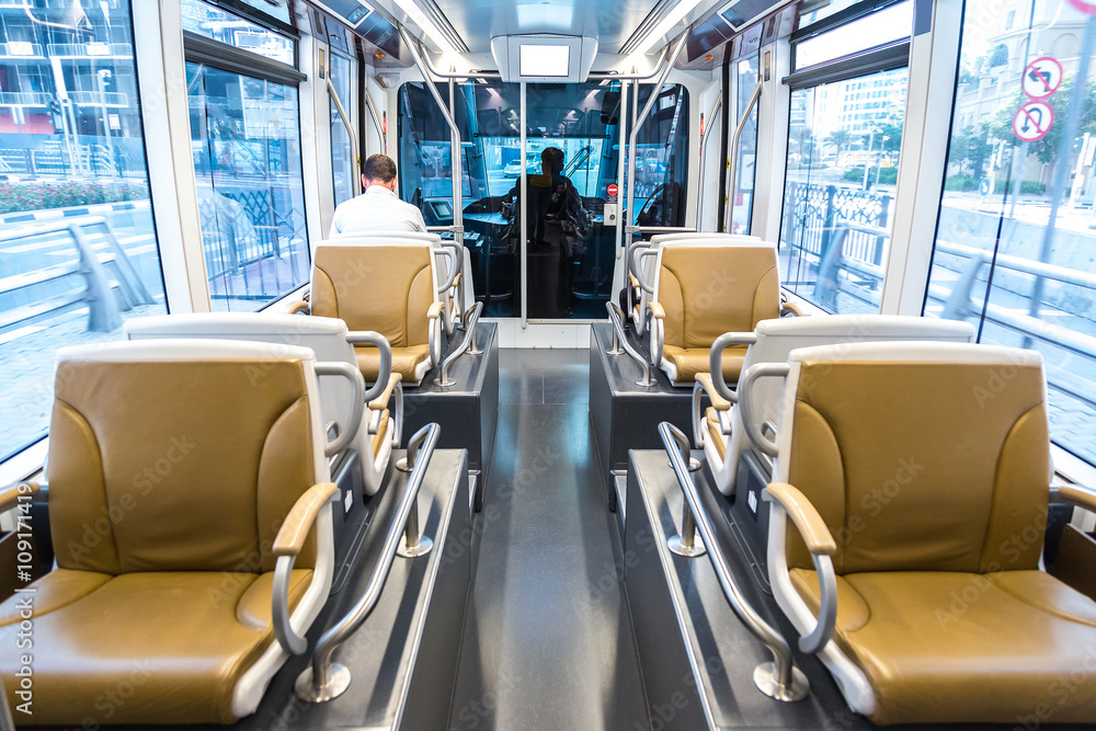 Fototapeta premium New modern tram in Dubai, UAE