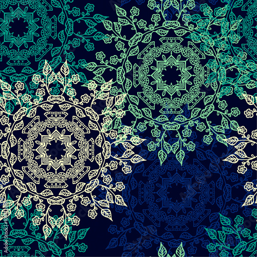 Seamless pattern with beautiful Mandalas. Vector illustration Fototapet