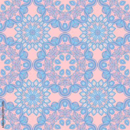 Seamless pattern with Mandalas. Vector ornaments in trendy colors of 2016 year