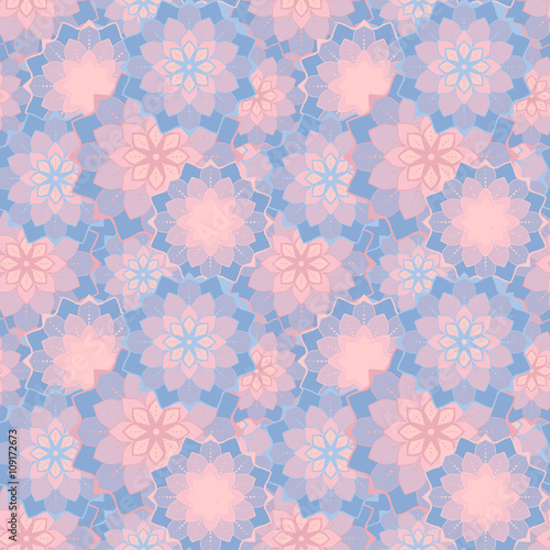 Seamless pattern with Mandalas. Vector ornaments in trendy colors of the 2016 year 