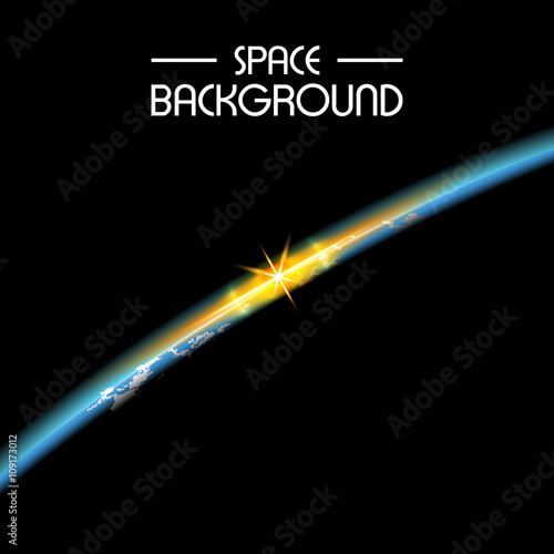 space Background / Rising sun over the Earth with an empty space for text / rise on earth