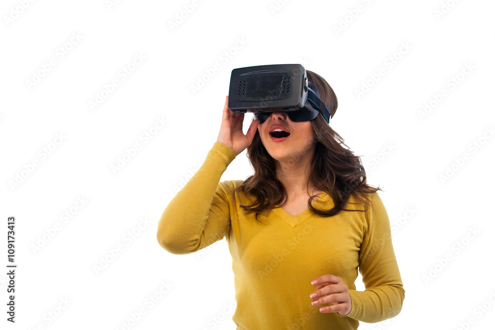 Woman in virtual reality headset Woman in virtual reality headset