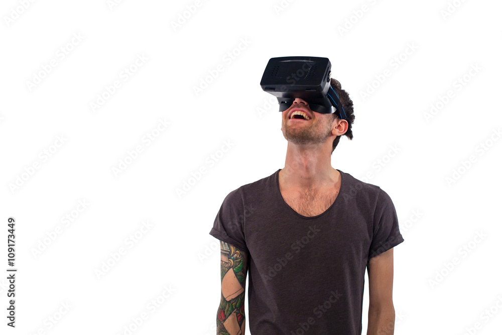 Man in virtual reality glasses Man in virtual reality glasses