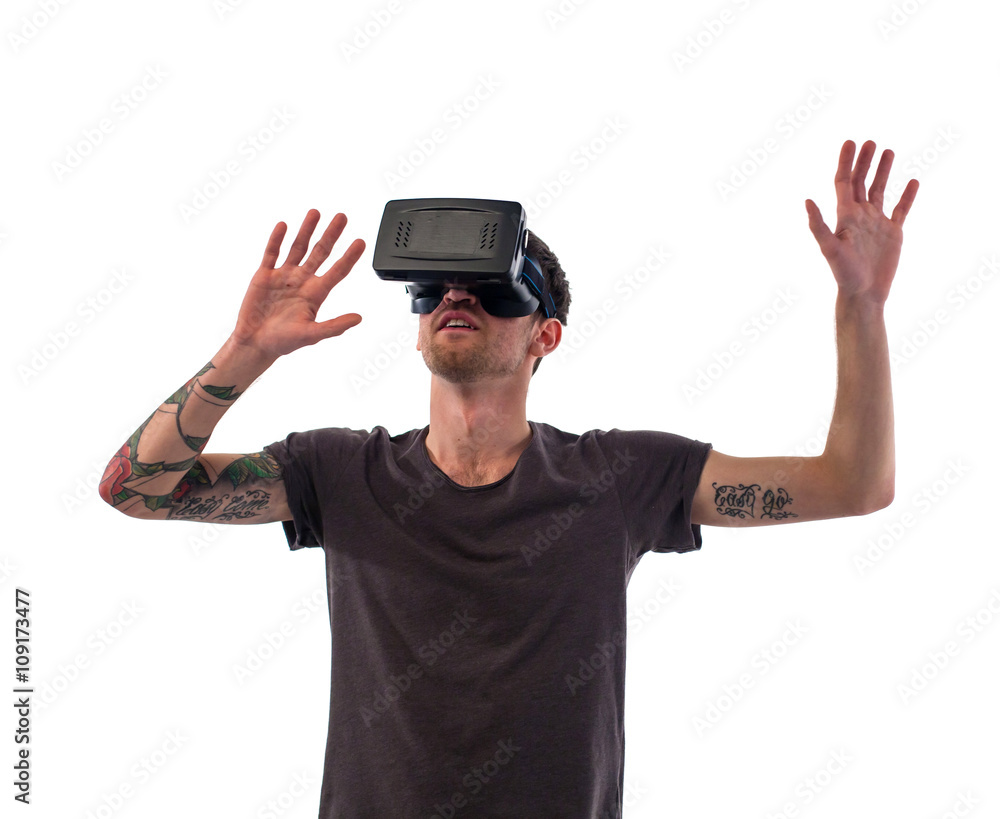 Man with virtual reality glasses Man with virtual reality glasses