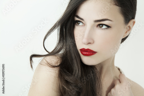 Obraz na plátně elegant look with red lips