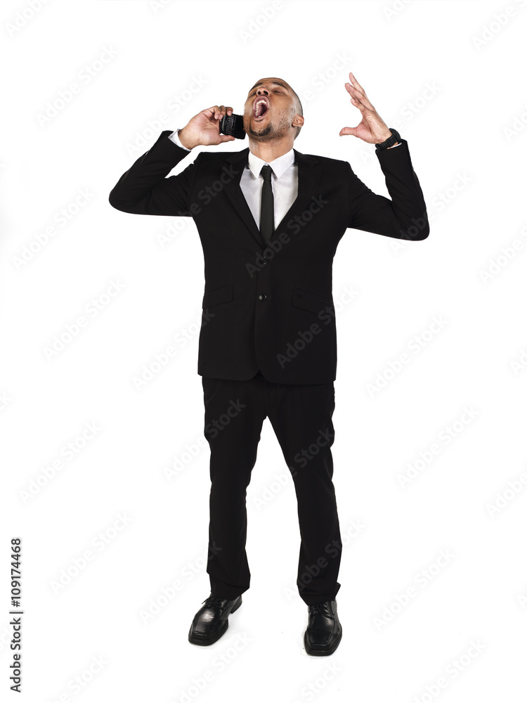frustrated businessman with cellphone. frustrated businessman with cellphone.