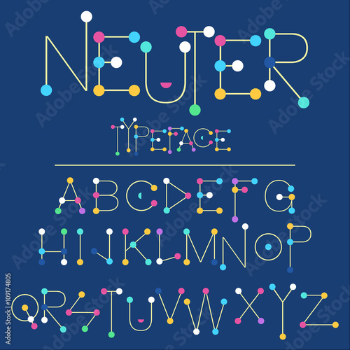 Modern font made with dots / Neuter typeface thin line style / flat font abc and numbers