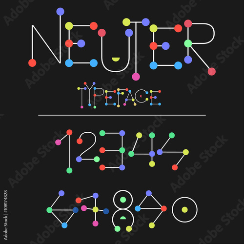 Modern font made with dots / Neuter typeface thin line style / flat font numbers 