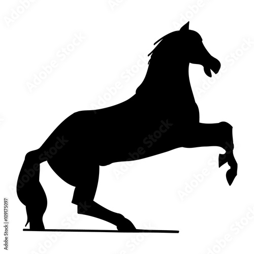 Silhouette of horse on its hind legs 0