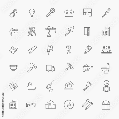 icons set - construction, home repair tools
