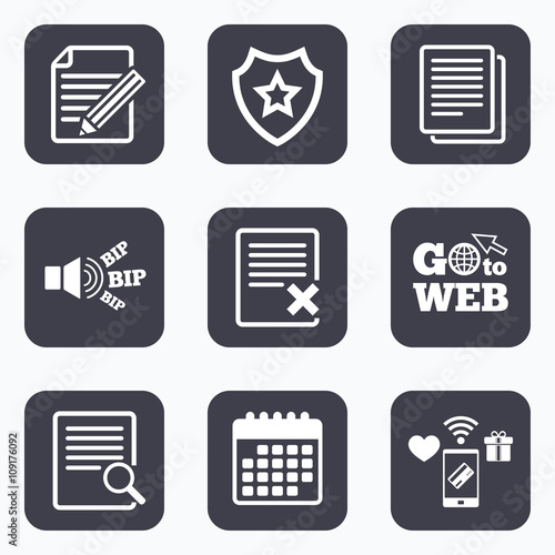 Document icons. Search, delete and edit file.
