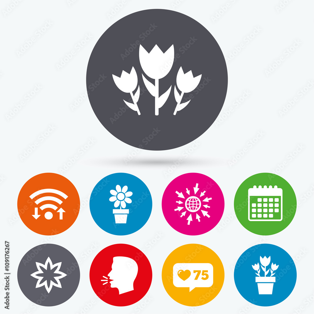 Flowers icons. Bouquet of roses symbol. Flowers icons. Bouquet of roses symbol.