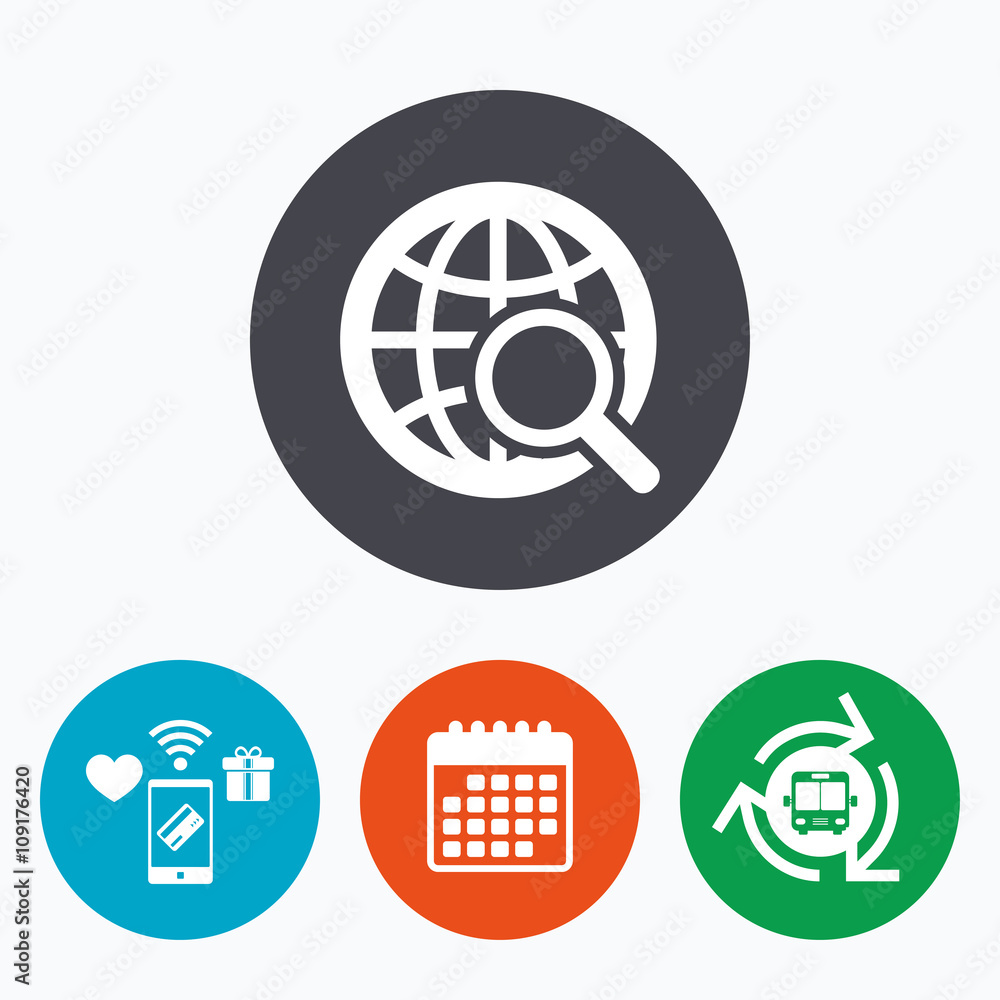 Global search sign icon. World globe symbol. Global search sign icon. World globe symbol.