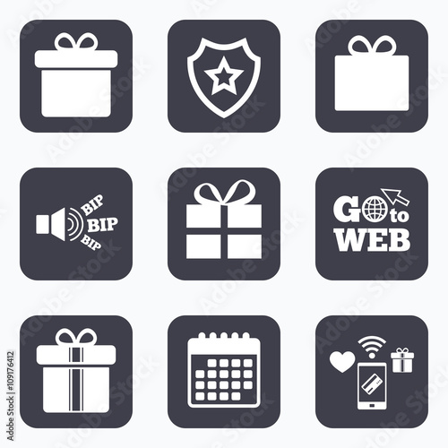 Gift box sign icon. Present symbol.