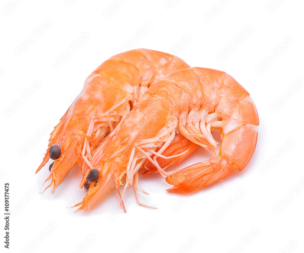 Cooked shrimps isolated on white background. Cooked shrimps isolated on white background.