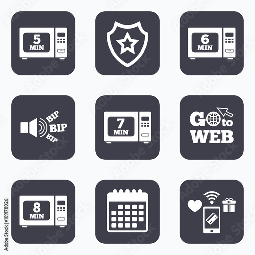Microwave oven icons. Cook in electric stove.