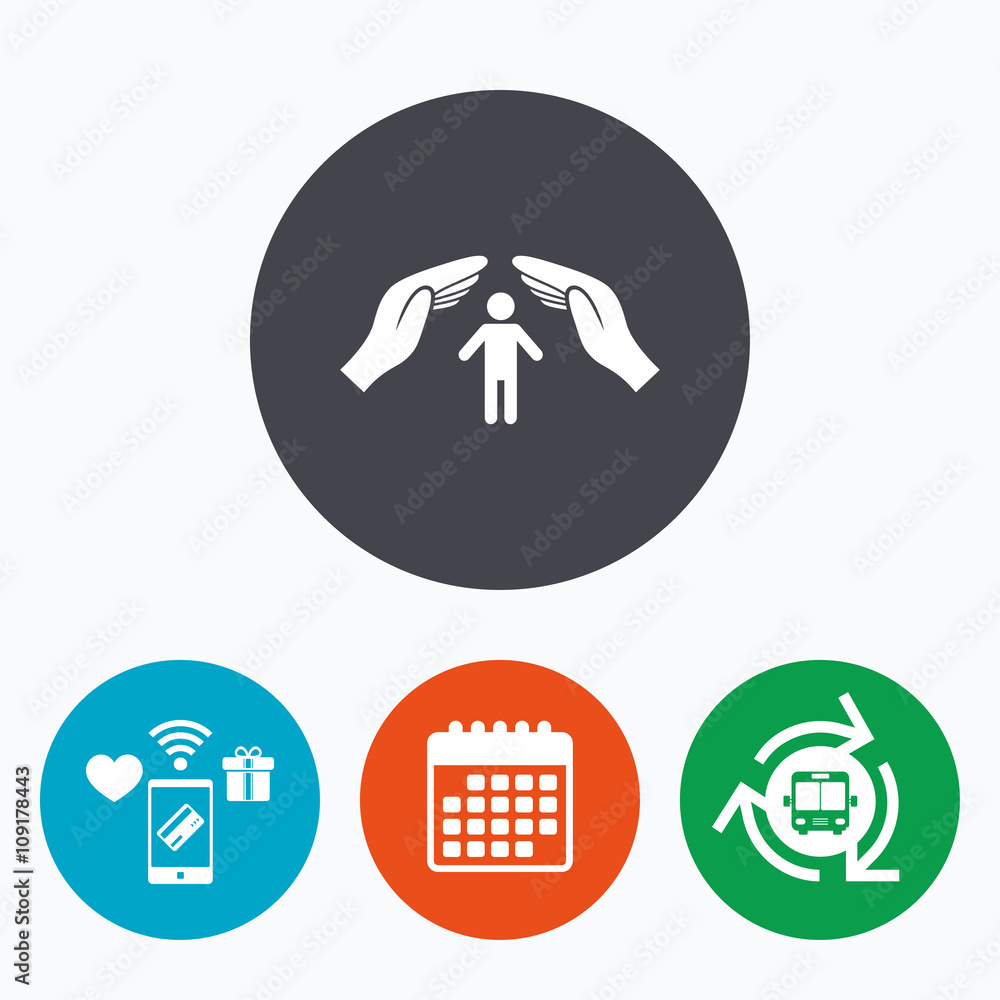 Human life insurance sign icon. Hands protect. Human life insurance sign icon. Hands protect.