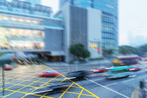 Canvas Print blurred motion traffic in the downtown district,hongkong