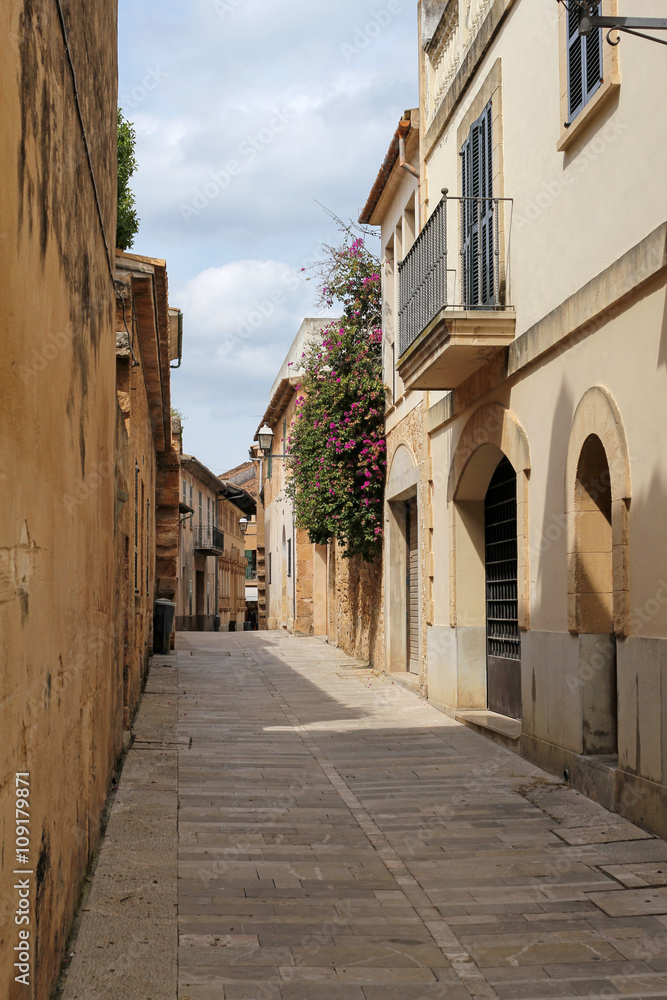 one of the charming streets in Alcudia, Majorca, Spain