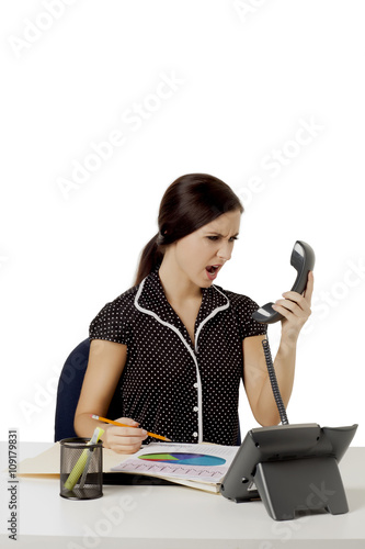 Φωτογραφία irascible businesswoman yelling on phone