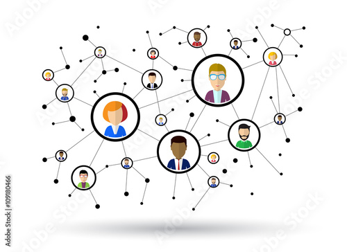 Communication cloud. Office workers in a flat style on transparent background